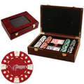 200 Foil Stamped poker chips in glossy wooden case - Diamond design